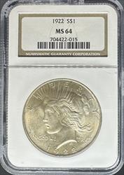 1922 Peace Dollar MS64 NGC