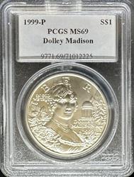 1999 S$1 Dolley Madison MS69 PCGS