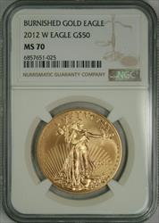 2012-W G$50 Burnished Gold Eagle MS70 NGC