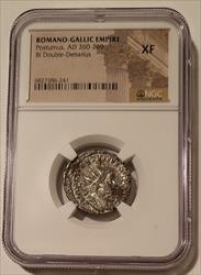 Romano-Gallic Empire Postumus AD 260-269 BI Double Denarius XF NGC