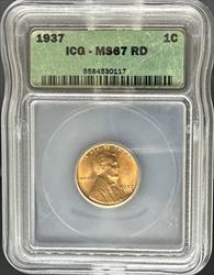 1937 Lincoln Cent MS67RD ICG