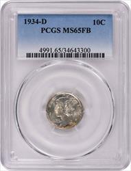 1934-D Mercury Silver Dime MS65FB PCGS