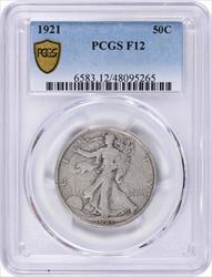 1921 Walking Liberty Silver Half Dollar F12 PCGS