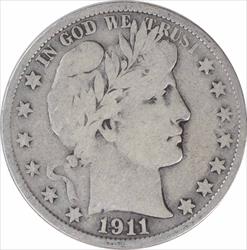 1911-S Barber Silver Half Dollar Choice VG Uncertified