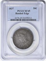 1837 Bust Silver Half Dollar Reeded Edge EF45 PCGS