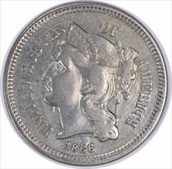 1866 Three Cent Nickel VF Uncertified