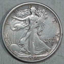 1916-D Walking Liberty Half Dollar, Choice Extremely Fine