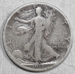 1916-S Walking Liberty Half Dollar, Very Good - Discounted