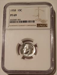 1958 Roosevelt Dime Proof PF69 NGC