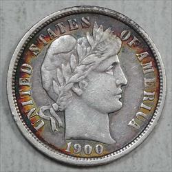 1900-O Barber Dime, Extremely Fine, Sleeper