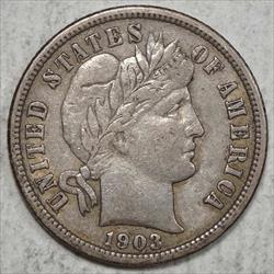 1903-O Barber Dime, Choice Extremely Fine