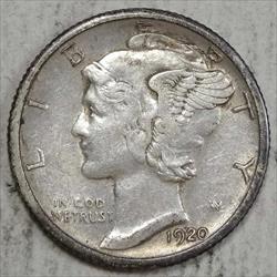 1920-S Mercury Dime, Almost Uncirculated
