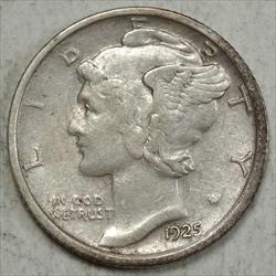 1925-D Mercury Dime, Better Date, Extremely Fine