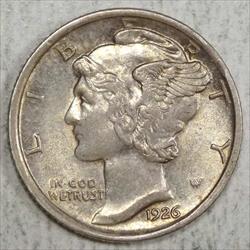 1926-D Mercury Dime, Choice Almost Uncirculated, Full Bands?