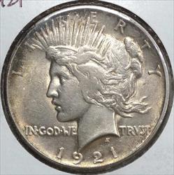 1921 Peace Dollar, Almost Uncirculated+, Key Date