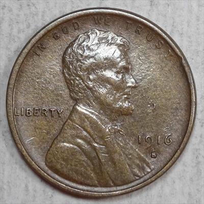 1916-S Lincoln Cent, Choice Almost Uncirculated, Nice Color