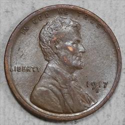 1917-D Lincoln Cent, Choice Almost Uncirculated 