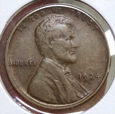 1924-D Lincoln Cent, Extremely Fine, Semi Key Date 
