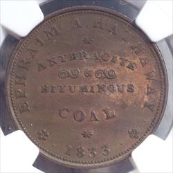 HT-428, 1833 Ephraim Hathaway, Coal Dealer, Providence, Rhode Island, NGC AU-55