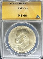 1973-S Silver Eisenhower Dollar MS66 ANACS