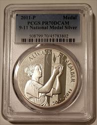 2011 P 9-11 1 oz Silver National Medal Proof PR70 DCAM PCGS