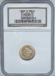 1856-S $2.5 Liberty MS62 NGC