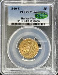 1910-S $5 Indian MS64 PCGS CAC