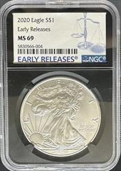 2020 Silver Eagle MS69 NGC Early Release Black Core