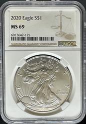 2020 Silver Eagle MS69 NGC
