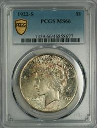 1922-S Peace Dollar MS66 PCGS