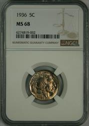1936 Buffalo Nickel MS68 NGC