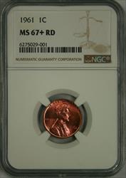 1961 Lincoln Cent MS67+RD NGC