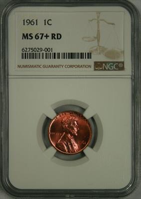 1961 Lincoln Cent MS67+RD NGC