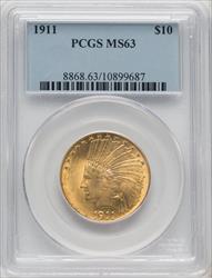 1911 $10 Indian Eagle PCGS MS63