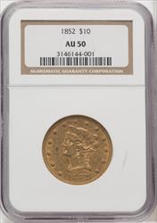 1852 $10 Liberty Eagle NGC AU50