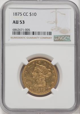 1875-CC $10 Liberty Eagle NGC AU53