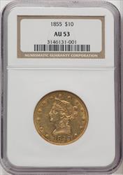1855 $10 Liberty Eagle NGC AU53