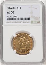 1892-CC $10 Liberty Eagle NGC AU55