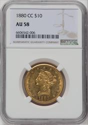 1880-CC $10 Liberty Eagle NGC AU58