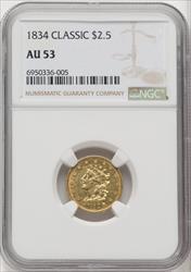 1834 $2.50 Classic Classic Quarter Eagle NGC AU53