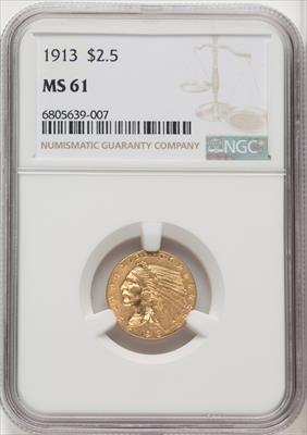 1913 $2.50 Indian Quarter Eagle NGC MS61