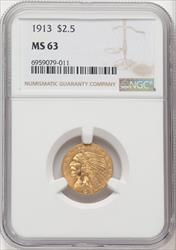 1913 $2.50 Indian Quarter Eagle NGC MS63