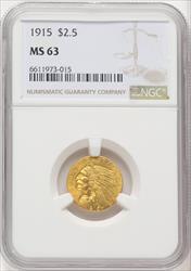 1915 $2.50 Indian Quarter Eagle NGC MS63
