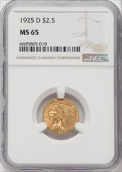 1925-D $2.50 Indian Quarter Eagle NGC MS65