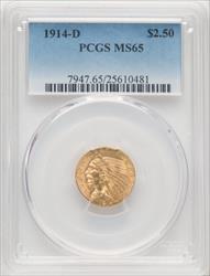 1914-D $2.50 Indian Quarter Eagle PCGS MS65