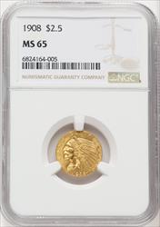 1908 $2.50 Indian Quarter Eagle NGC MS65