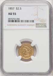 1857 $2.50 Liberty Quarter Eagle NGC AU55