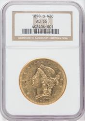 1850-O $20 Liberty Double Eagle NGC AU55