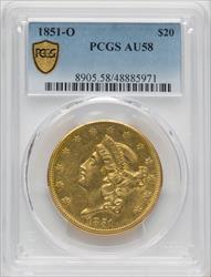 1851-O $20 Liberty Double Eagle PCGS AU58