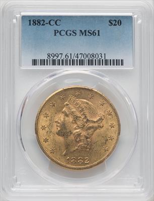 1882-CC $20 Liberty Double Eagle PCGS MS61